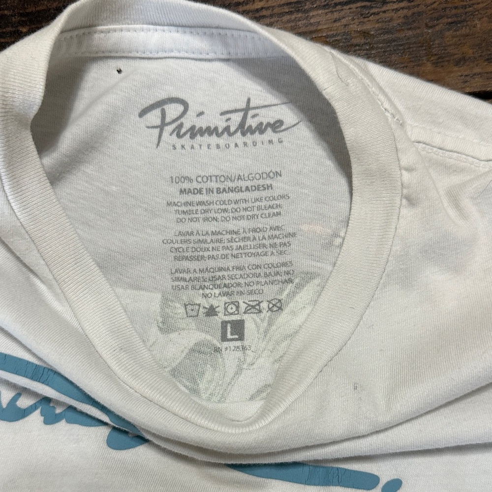 Primitive White Tee with Blue Script Logo - Picture 3 of 3